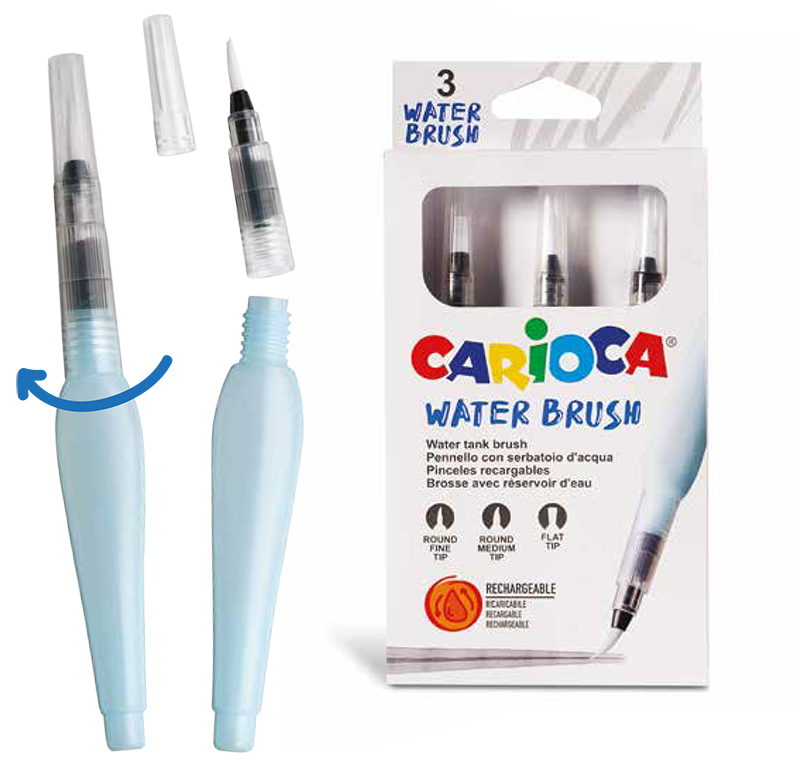 Pennelli Ricaricabili Water Brush - 3 Pz ACCESSORI CARIOCA